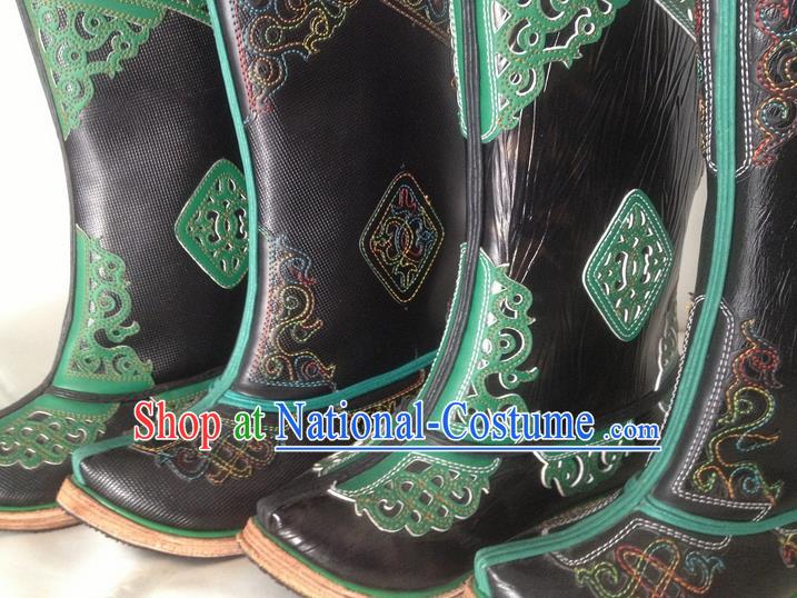 Traditional Chinese Minority Mongol Nationality Ethnic Minorities Mongolian Dance Cowhide Boots Mongolian Knee Boots Jockey Boots Tanks Boots for Men