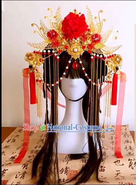 Chinese Traditional Accessories, Chinese Ancient Style Imperial Queen Hair Jewelry Accessories, Hairpins, Headwear, Headdress, Hair Fascinators Set for Women