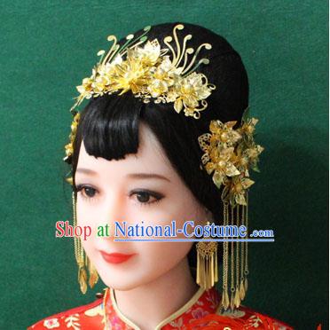 Chinese Ancient Style Hair Jewelry Accessories, Hairpins, Hanfu Xiuhe Suits Wedding Bride Imperial Empress Handmade Phoenix for Women