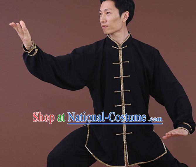 Top Tai Chi Uniforms Kung Fu Costume Martial Arts Kung Fu Training Uniform Gongfu Shaolin Wushu Clothing for Men Women Adults Children