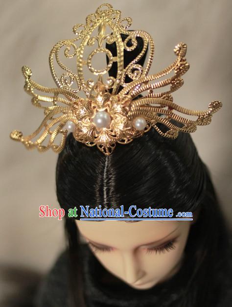 Ancient Chinese Prince Emperor Headwear Headpieces Hair Accessories Crown Coronet Set