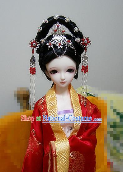 Ancient Chinese Style Princess Black Hair Wigs and Accessories for Women Girls Adults Kids