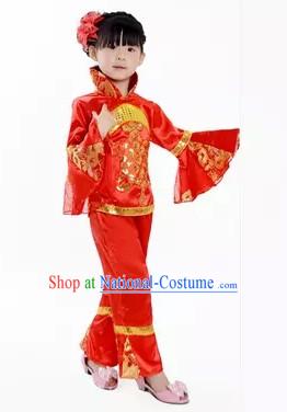 Chinese Folk Spring Festival Dance Costume for Girls Kids Children