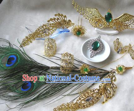 Ancient Chinese Empress Princess Phoenix Queen Crown Coronet Headpieces Headdress Hair Accessories Set