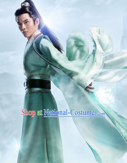 Chinese Ancient Swordsman Knight Costumes Complete Set for Men