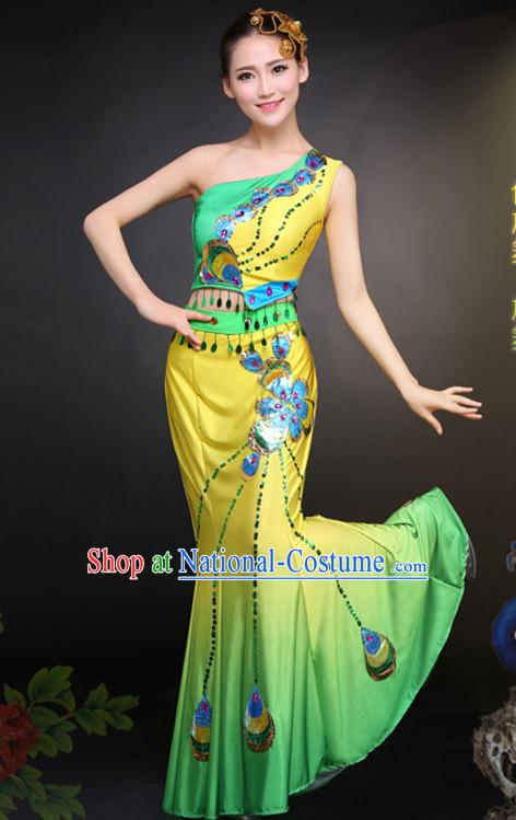 Chinese Peacock Dance Costumes Dress online for Sale Complete Set for Women Girls Adults Youth Kids