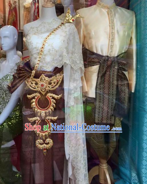 Top Traditional National Thai Garment Dress Thai Traditional Dress Dresses Wedding Dress Complete Set for Women Girls Youth Kids Adults Couple