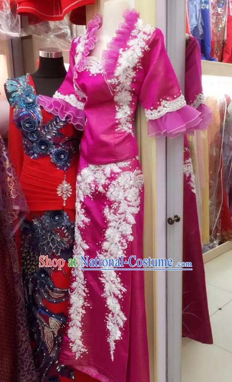 Top Traditional National Thai Garment Dress Thai Traditional Dress Dresses Wedding Dress Complete Set for Women Girls Youth Kids Adults Couple