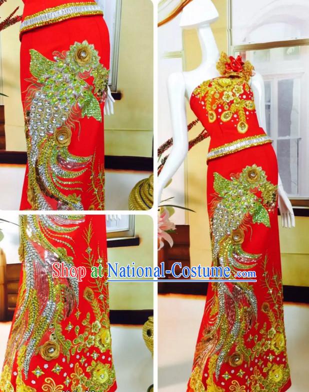 Top Traditional National Thai Garment Dress Thai Traditional Dress Dresses Wedding Dress Complete Set for Women Girls Youth Kids Adults Couple