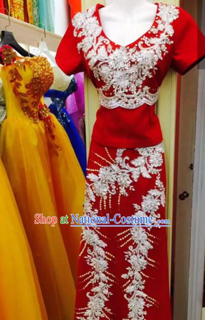 Top Traditional National Thai Garment Dress Thai Traditional Dress Dresses Wedding Dress Complete Set for Women Girls Youth Kids Adults