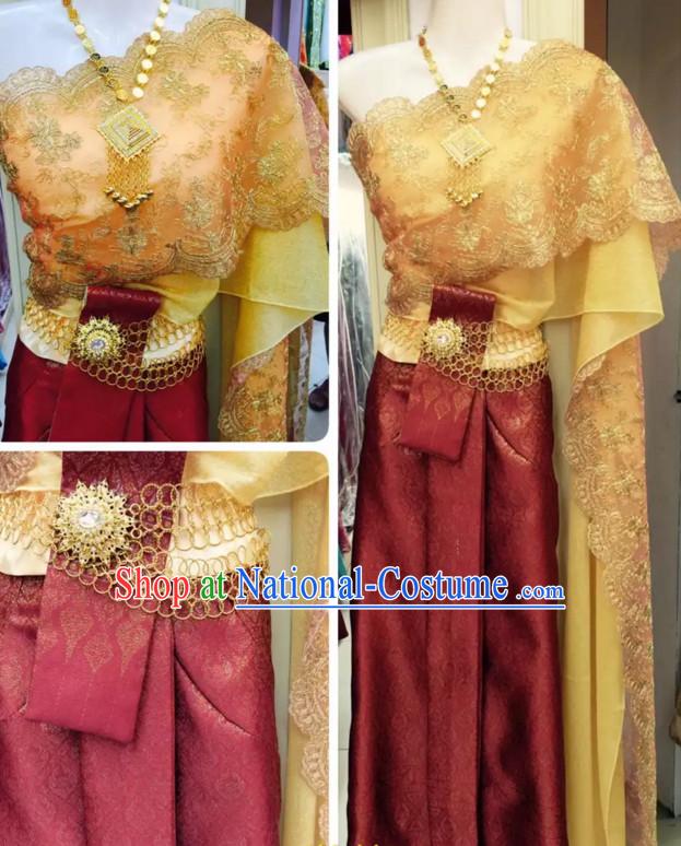 Top Traditional National Thai Garment Dress Thai Traditional Dress Dresses Wedding Dress Complete Set for Women Girls Youth Kids Adults