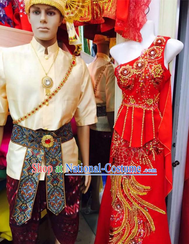 Top Traditional National Thai Garment Dress Thai Traditional Dress Dresses Wedding Dress Complete Set for Couple