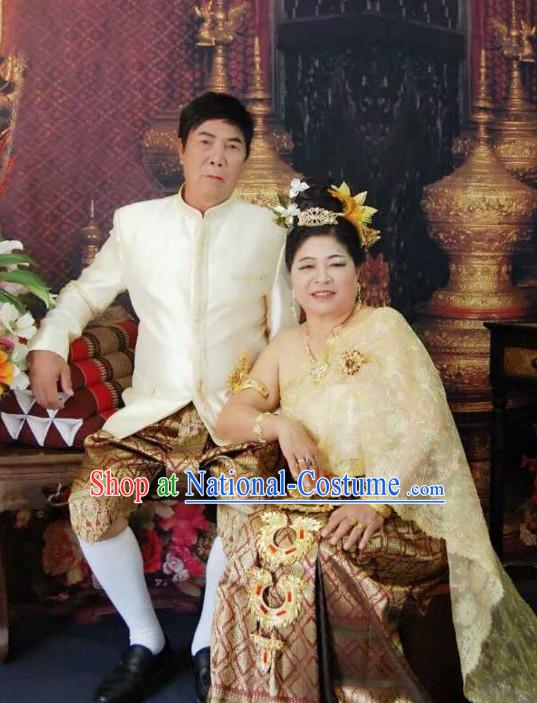 Top Traditional National Thai Garment Dress Thai Traditional Dress Dresses Wedding Dress Complete Set for Couples