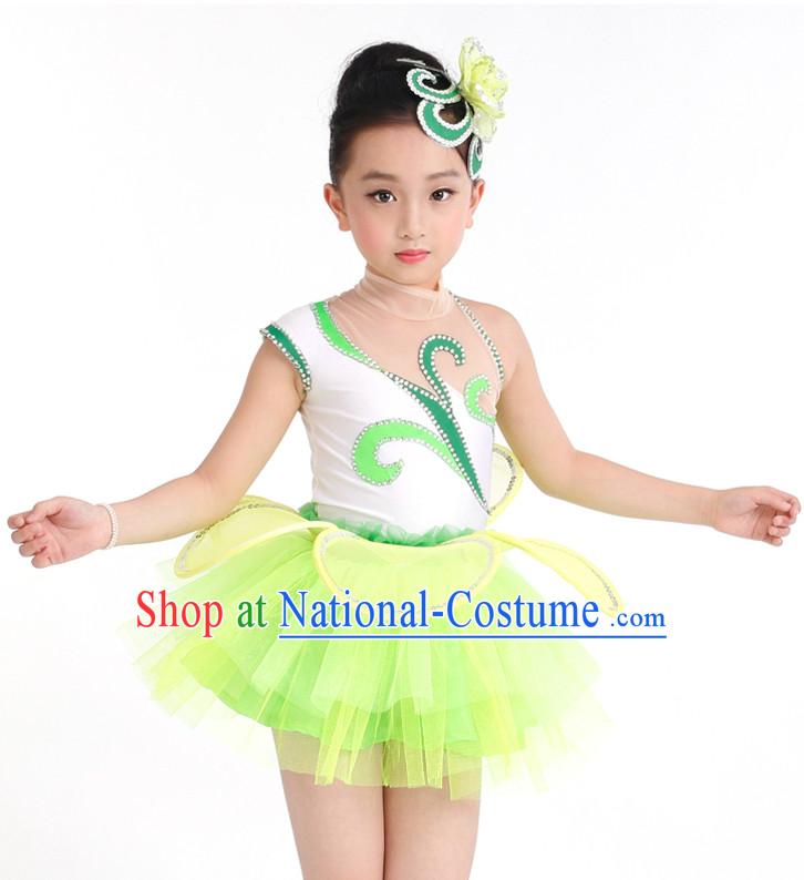 Chinese Competition Dance Costumes Kids Dance Costumes Folk Dances Ethnic Dance Fan Dance Dancing Dancewear for Children