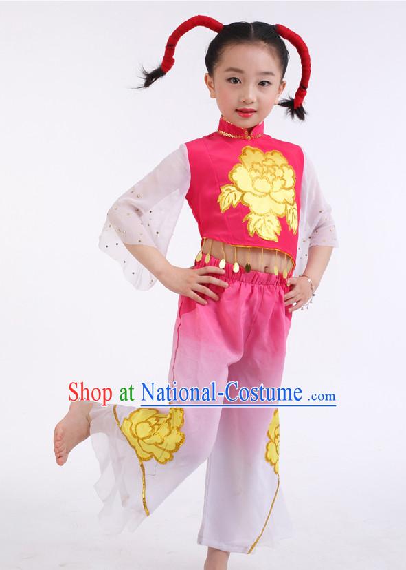 Chinese Competition Han Dance Costumes Kids Dance Costumes Folk Dances Ethnic Dance Fan Dance Dancing Dancewear for Children