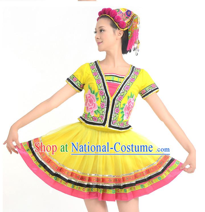 Chinese Competition Stage Dance Costumes Female Dance Costumes Folk Dances Ethnic Dance Fan Dance Dancing Dancewear for Women