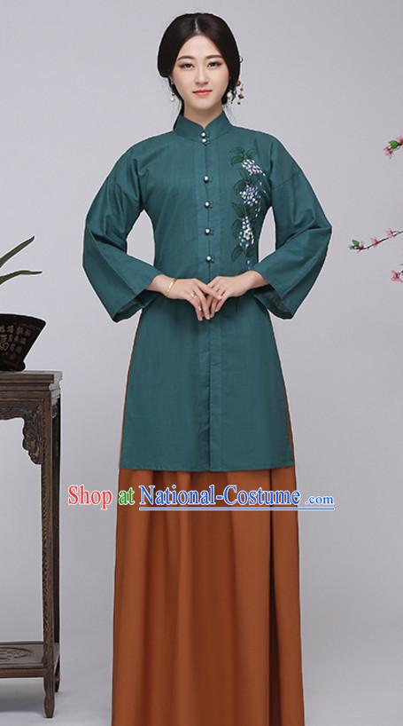 Asian Chinese Long Dresses Hanfu Costume Clothing Chinese Robe Chinese Kimono for Women