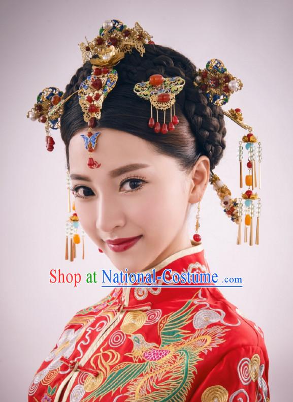 Classical Chinese Handmade Wedding Hair Accessories Fascinators Hair Sticks Hairpins Hair Bows Hair Pieces Bridal Hair Clips