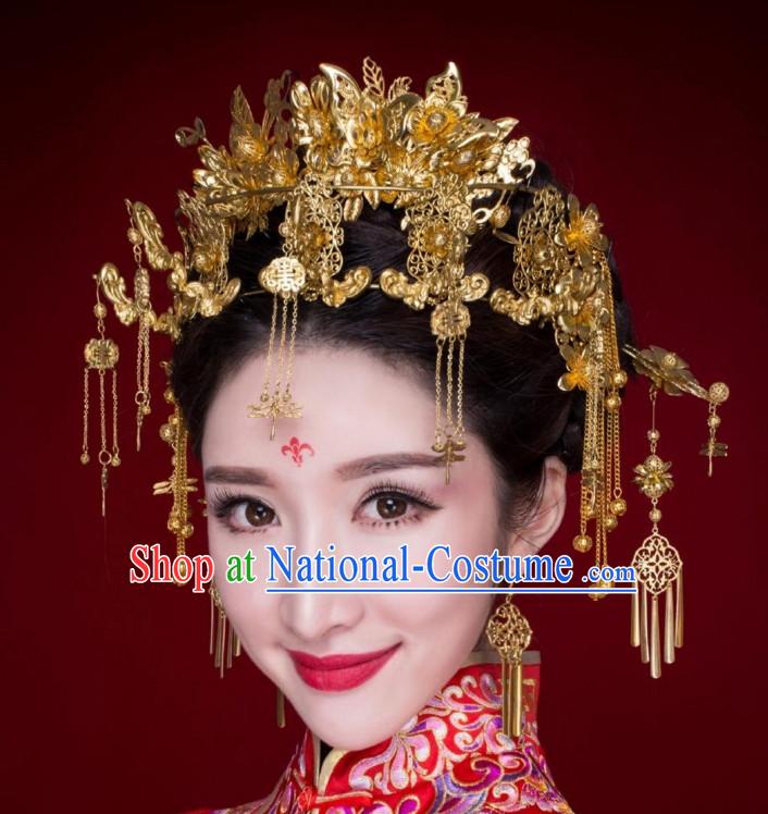 Classical Chinese Handmade Wedding Hair Accessories Fascinators Hair Sticks Hairpins Hair Bows Hair Pieces Bridal Hair Clips