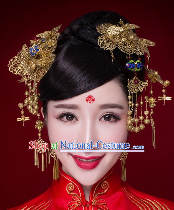 Handmade Classical Asian Chinese Wedding Hair Accessories Fascinators Hair Sticks Hairpins Hair Bows Hair Pieces Bridal Hair Clips