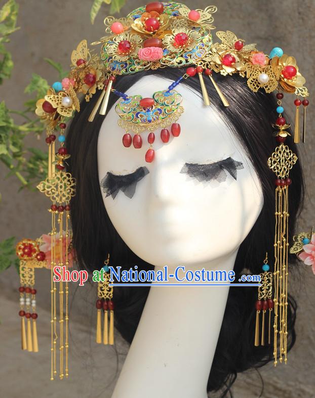 Handmade Classical Asian Chinese Wedding Hair Accessories Fascinators Hair Sticks Hairpins Hair Bows Hair Pieces Bridal Hair Clips