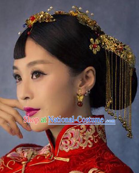 Handmade Asian Chinese Classical Wedding Hair Accessories Fascinators Hair Sticks Hairpins Hair Bows Hair Pieces Bridal Hair Clips