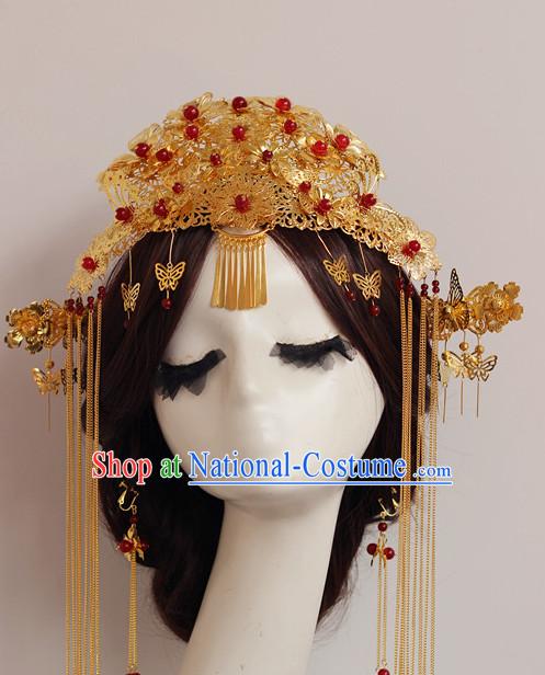 Handmade Asian Chinese Classical Wedding Hair Accessories Fascinators Hair Sticks Hairpins Hair Bows Hair Pieces Bridal Hair Clips Phoenix Crown Coronet