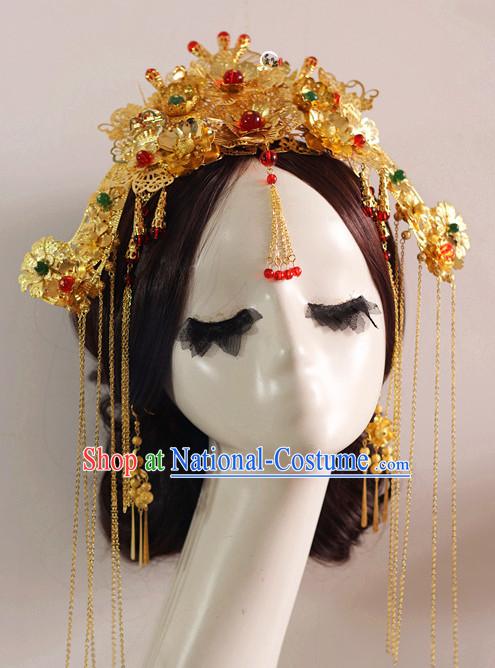 Handmade Asian Chinese Classical Wedding Hair Accessories Fascinators Hair Sticks Hairpins Hair Bows Hair Pieces Bridal Hair Clips Phoenix Crown Coronet