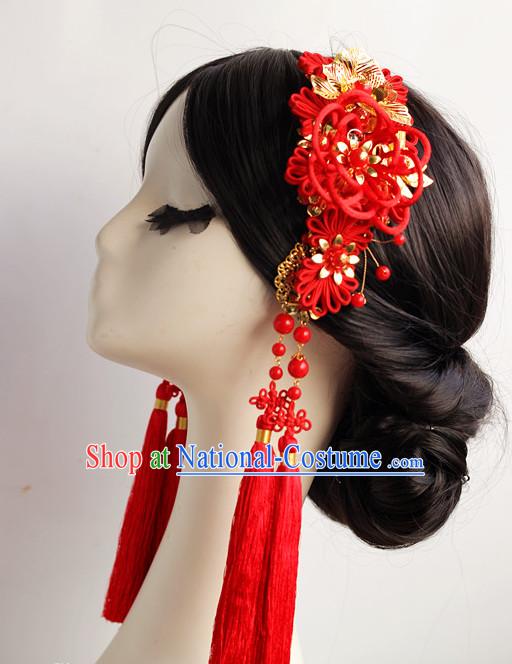 Handmade Asian Chinese Classical Wedding Hair Accessories Fascinators Hair Sticks Hairpins Hair Bows Hair Pieces Bridal Hair Clips Phoenix Crown Coronet