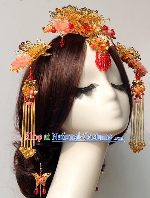 Handmade Asian Chinese Classical Wedding Hair Accessories Fascinators Hair Sticks Hairpins Hair Bows Hair Pieces Bridal Hair Clips Phoenix Crown Coronet