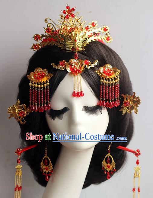 Handmade Asian Chinese Classical Wedding Hair Accessories Fascinators Hair Sticks Hairpins Hair Bows Hair Pieces Bridal Hair Clips Phoenix Crown Coronet