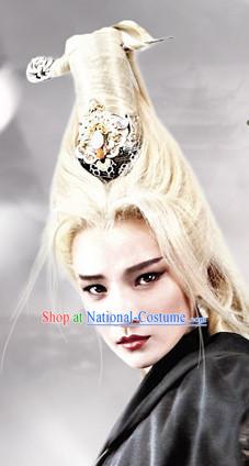 Ancient Chinese Beauties Moonlight Witch Female Long Black Wigs and Hair Styling Accessories Hair Clips Hairpins Jewelry