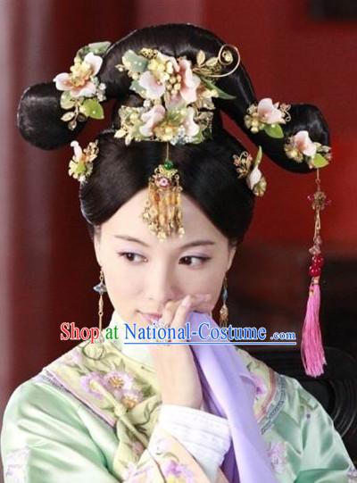 Traditional Chinese Princess Black Wigs and Hair Accessories Complete Set