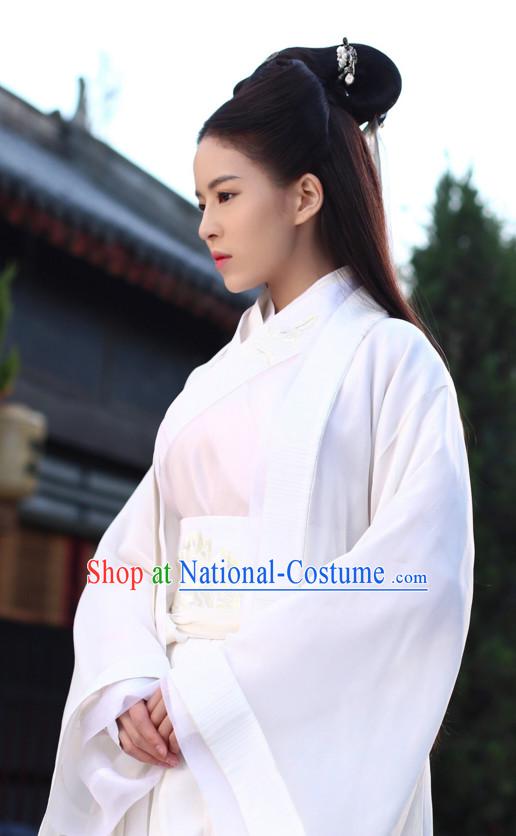 Traditional Ancient Chinese Style Lady Female Black Full Wigs and Headpieces Hair Jewelry Set for Women and Girls