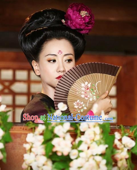 Chinese Traditional Style Princess Black Wigs and Flower Decorations for Women