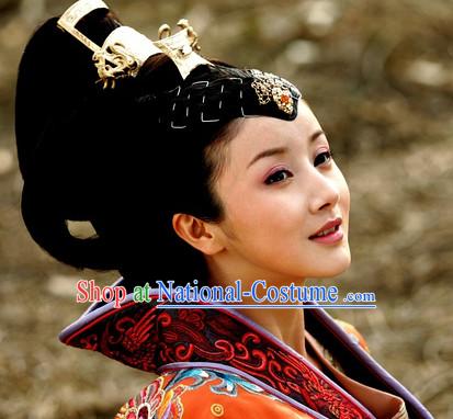 Chinese Traditional Style Princess Black Wigs and Headpieces Hairpieces Hair Jewelry for Women