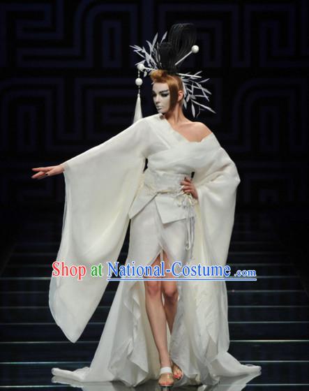 Asian Chinese Fashion Custom Tailored Custom Make Made to Order Chinese Style Fantasy Custom Made Professional Stage Performance Costumes and Hair Decoration Headwear Complete Set