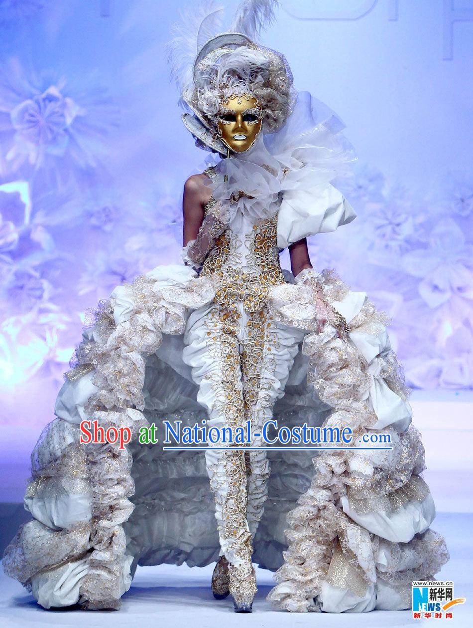 Asian Chinese Fashion Custom Tailored Custom Make Made to Order Chinese Style Fantasy Custom Made Professional Stage Performance Costumes and Hair Decoration Headwear Complete Set