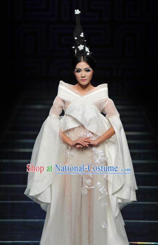 Asian Chinese Fashion Custom Tailored Custom Make Made to Order Chinese Style Fantasy Custom Made Professional Stage Performance Costumes and Hair Decoration Headwear Complete Set