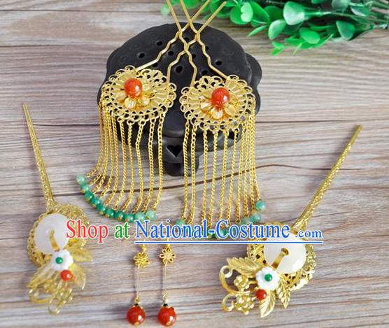 Chinese Traditional Ancient Imperial Hair Sticks Hair Ornaments Chopsticks Gold Hair Pins Hairsticks Oriental Asian Head Jewellery Hair Clips Hair pIeces Hair Style