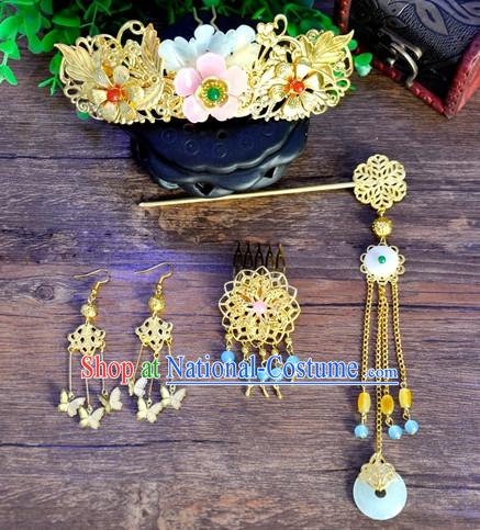 Chinese Traditional Ancient Imperial Hair Sticks Hair Ornaments Chopsticks Gold Hair Pins Hairsticks Oriental Asian Head Jewellery Hair Clips Hair pIeces Hair Style