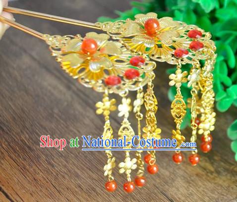 Chinese Traditional Ancient Imperial Hair Sticks Hair Ornaments Chopsticks Gold Hair Pins Hairsticks Oriental Asian Head Jewellery Hair Clips Hair pIeces Hair Style