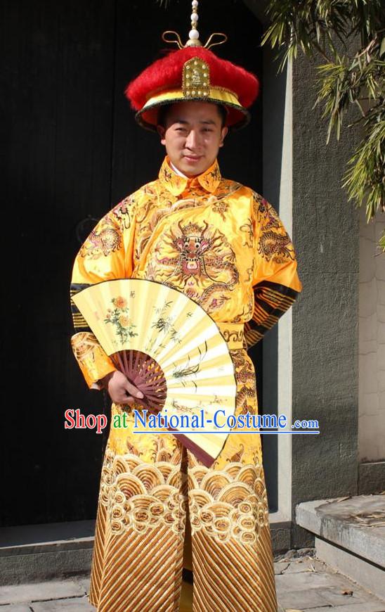 Chinese Emperor Embroidered Dragon Robe for Men