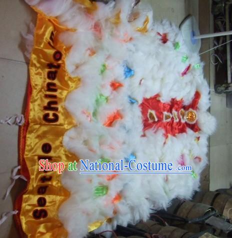 Chinese Traditional 100_ Natural Long Wool Lion Dancing Tail Pants Claws Set