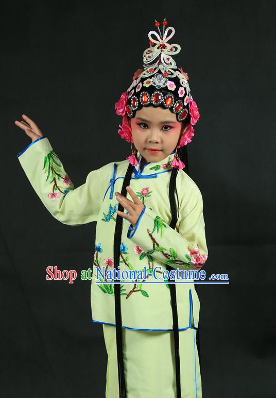 Chinese Traditional Opera Costumes and Headdress Complete Set for Kids