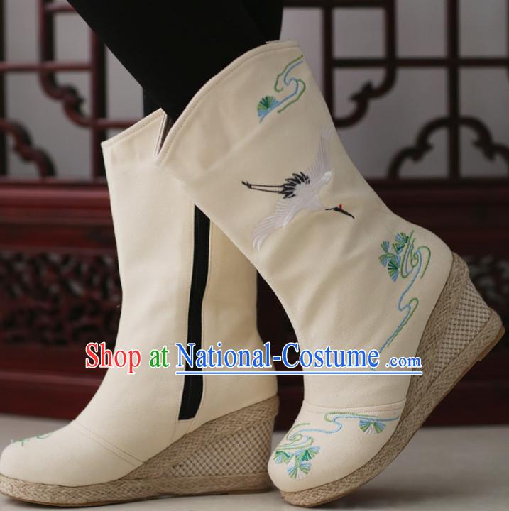 Chinese Ancient Style High Heel Embroidered Boots