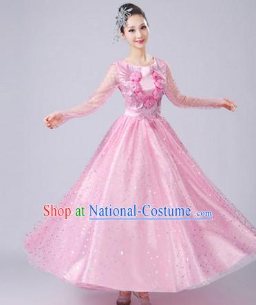 Pink Chinese Dance costume Dance Classes Uniforms Folk Dance Traditional Cultural Dance Costumes Complete Set