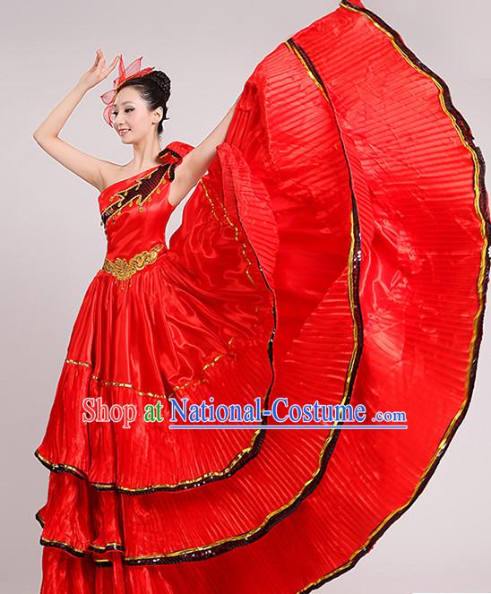 Red Chinese Dance costume Dance Classes Uniforms Folk Dance Traditional Cultural Dance Costumes Complete Set