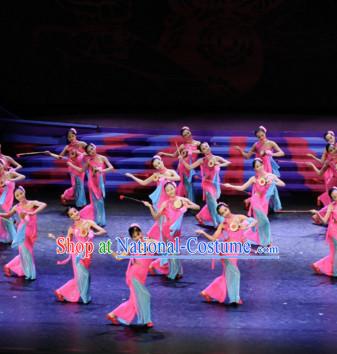 Chinese Classical Drum Dance Costume Folk Dancing Costumes Traditional Chinese Dance Costumes Asian Dancewear Complete Set for School Girls