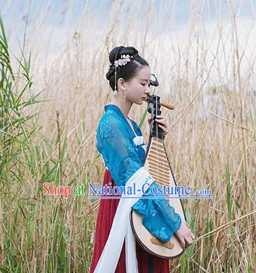 Chinese Traditional Oriental Dress Hanfu Clothing Asian Dresses Fashion Cheongsam Dress China Clothing and Hair Jewelry for Women